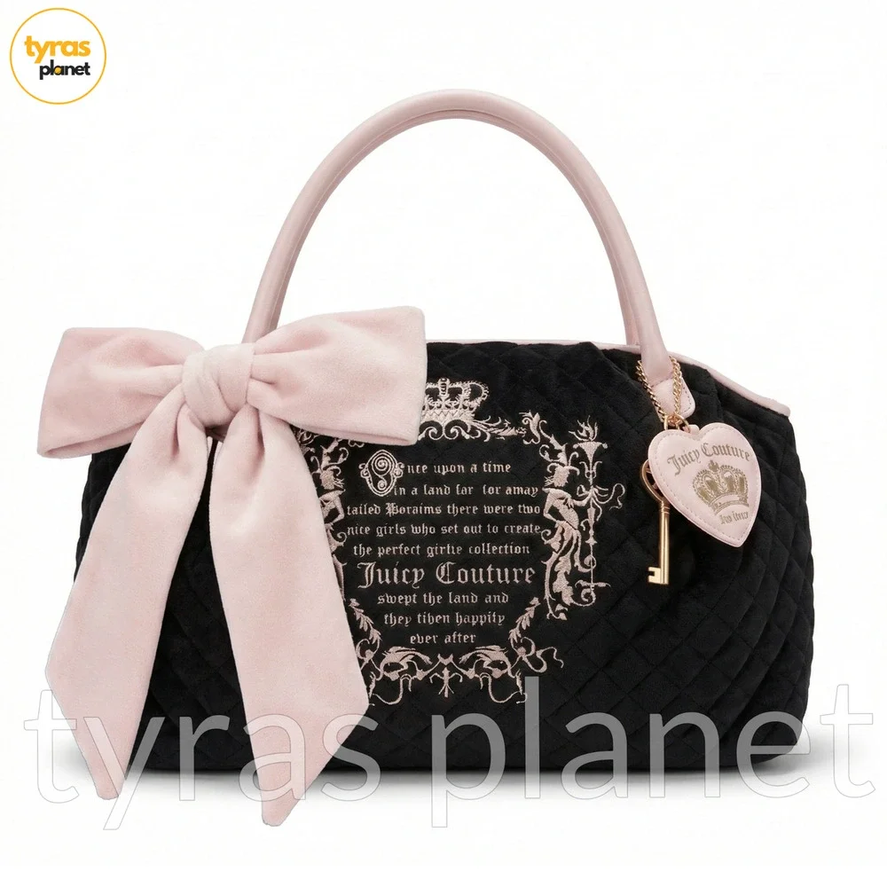 Vintage Royal Juicy Couture Juicy Tale Bowlers Fairy Black Purse Y2K - Picture 1 of 4